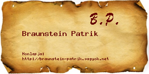 Braunstein Patrik névjegykártya